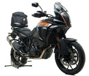 The image showcases Ventura's EVO-12 Bike-Pack Kit, featuring a sleek black pack labeled "EVO-12 Pack," an "EVO-Rack" metal rack, and an "L-Bracket" set with screws, all compatible with the KTM 1290 Super Adventure S (17-18) for personalized storage solutions.