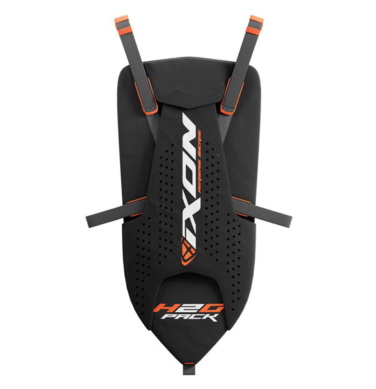 The IXON HYDRA KIT BACKPACK - U05 features a black, contoured cushioned liner with multiple gray and orange straps, designed for use in a stroller or ADVENTURE PACK, shown against a white background.