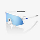 100% Sunglasses - S3 Matte White HiPER Blue Mirror Lens