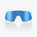100% Sunglasses - S3 Matte White HiPER Blue Mirror Lens