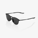 100% Legere Round Polished Black Sunglasses - Smoke Lens