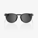 100% Legere Round Polished Black Sunglasses - Smoke Lens