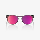 100% Legere Round Soft Tact Black Sunglasses - Purple Mirror Lens