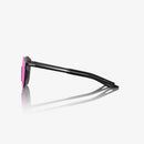 100% Legere Round Soft Tact Black Sunglasses - Purple Mirror Lens