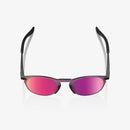 100% Legere Round Soft Tact Black Sunglasses - Purple Mirror Lens