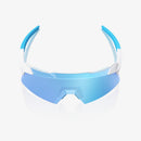 100% Aerocraft Matte White Sunglasses - HiPER Blue Mirror Lens