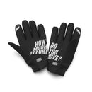 The 100% Brisker Cold Weather Gloves have a form-fitting design with an elastic cuff, reflective graphics for enhanced visibility, and a bold "100%" logo on top, ideal for activities needing grip and protection.