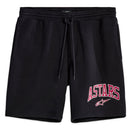 The Alpinestars Dunker Short Black by ALPINESTARS features black athletic shorts in a comfy cotton/polyester blend with a drawstring. "ASTARS" is written in red on the lower left, offering style and flexibility ideal for any workout.