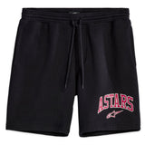 The Alpinestars Dunker Short Black by ALPINESTARS features black athletic shorts in a comfy cotton/polyester blend with a drawstring. "ASTARS" is written in red on the lower left, offering style and flexibility ideal for any workout.