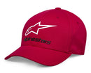 The Alpinestars Always 2.0 Hat in red, white, and black showcases the ALPINESTARS logo on the front. Made from stretch twill, it features a curved brim, flex back design, and visible stitching for a sporty look.