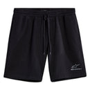 The Alpinestars Corpo Short v3 by ALPINESTARS is a black fleece training short with a drawcord waist and side seam pockets. A white Alpinestars logo on the lower left leg adds style to these versatile shorts.