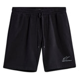 The Alpinestars Corpo Short v3 by ALPINESTARS is a black fleece training short with a drawcord waist and side seam pockets. A white Alpinestars logo on the lower left leg adds style to these versatile shorts.