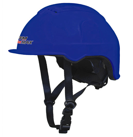 Two mannequin heads show FFM AGHAT MAX - ATV Helmet accessories: one with a wide overhat and neck curtain, the other with a sun brim, neck curtain combo, and Construction Helmet. Accessories sold separately.