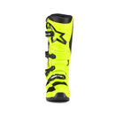 The Tech-7 MX Boots Yellow/Black by Crown Kiwi Enterprises Limited feature a bright yellow design with black accents, adjustable buckles, high-top design, impact resistance, and a rugged exterior, delivering exceptional off-road performance for adventurous motocross rides.