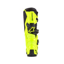 The Tech-7 MX Boots Yellow/Black by Crown Kiwi Enterprises Limited feature a bright yellow design with black accents, adjustable buckles, high-top design, impact resistance, and a rugged exterior, delivering exceptional off-road performance for adventurous motocross rides.