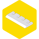 A white, rectangular object with evenly spaced, U-shaped notches is depicted in the center, set against a yellow hexagonal background, reminiscent of the precision found in Hansa Knife Set by Hansa.