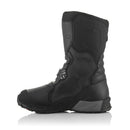 The XT-8 Gore-Tex Adventure Boots from Crown Kiwi Enterprises Limited are black, rugged off-road riding boots with adjustable straps and red accents. They feature a reinforced toe, textured sole, side branding, and offer superior impact protection for adventurous journeys.