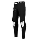 These THOR MX pants, known as the THOR PANTS SPORT STRIKE BLACK, feature white accents and the iconic "THOR" logo on the left thigh. As part of the SPORTMODE collection, they ensure unrestricted mobility, with reinforced knee areas and a secure waist closure to boost athletic performance.