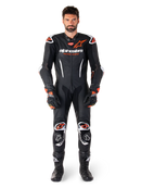 Alpinestars Gp R7 1 Piece Leather Motorcycle Race Suit - Black/White/Red Fluo