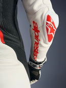 Alpinestars Womens Stella Gp R7 1 Piece Leather Motorcycle Race Suit - White/Black/Red Fluo