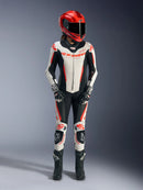 Alpinestars Womens Stella Gp R7 1 Piece Leather Motorcycle Race Suit - White/Black/Red Fluo