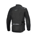 Introducing the Alpinestars ST-1 Waterproof Jacket by Crown Kiwi Enterprises Limited, available in black with a high collar and zippered front. It now includes a thermal liner for added warmth. This jacket boasts red accents and a small logo on the chest, along with padded sections for protection and adjustable straps. Designed for ergonomic mobility, it provides ultimate comfort during your ride.