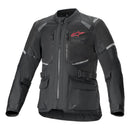 The Alpinestars Andes Air Drystar Jacket by ALPINESTARS is a black and gray touring jacket with a red chest logo. It includes Nucleon Flex Plus armor, multiple zippers, pockets, adjustable straps, and a blend of mesh and solid fabric for durability and ventilation.