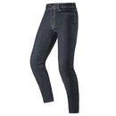 Presenting the Radium v2 Denim Pants from Crown Kiwi Enterprises Limited, these dark blue jeans offer a sleek slim fit. Made with stretch Cordura for superior abrasion resistance, they are designed with classic stitching, belt loops, and pockets, all showcased against a spotless white backdrop.
