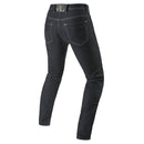 Presenting the Radium v2 Denim Pants from Crown Kiwi Enterprises Limited, these dark blue jeans offer a sleek slim fit. Made with stretch Cordura for superior abrasion resistance, they are designed with classic stitching, belt loops, and pockets, all showcased against a spotless white backdrop.