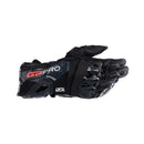 The black Alpinestars GP Pro R4 Gloves by Crown Kiwi Enterprises Limited boast protective armor, "GP PRO" on the wrist, detailed stitching, reinforced knuckle protectors, and a performance gauntlet design.