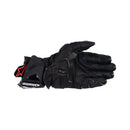 The black Alpinestars GP Pro R4 Gloves by Crown Kiwi Enterprises Limited boast protective armor, "GP PRO" on the wrist, detailed stitching, reinforced knuckle protectors, and a performance gauntlet design.