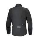 An Alpinestars ST-7 Prime Gore-Tex Jacket in black and dark green, featuring a PrimaLoft thermal liner for added warmth. Designed by Crown Kiwi Enterprises Limited, it includes multiple pockets, zippers, and ergonomic mobility. It also features a high collar, adjustable cuffs, and a logo on the chest, making it perfect for any ride.