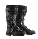 The O'Neal ELEMENT Boot - Black from ONEAL features Snap-Lock adjustable buckle closures, protective panels, and the brand name prominently displayed on the side. The boot includes ribbed detailing on the top, a reinforced toe area, an injection-molded plastic plate for added durability, and a Goodyear welt sole for optimal traction.