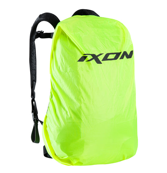 The Ixon V-CARRIER 25 Backpack by Ixon is a bright yellow-green urban backpack featuring black straps and a black logo that reads "Ixon" on the back. Its sleek design includes reflective piping for added safety, and it appears to be made of waterproof material.