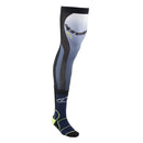 A single sports leg sleeve with knee protection, featuring a gradient gray design, black and neon accents, and the ALPINESTARS logo on the thigh and foot. Ideal for pairing with ALPINESTARS Knee Brace Socks for enhanced off-road performance.