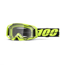 Neon yellow and black ARmatic Goggle by Crown Kiwi Enterprises Limited features a wide strap with bold "100" text. The clear lenses have a quick-release system, enhancing the rugged and sporty design.