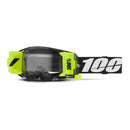 The ARmatic Forecast Goggle Black by Crown Kiwi Enterprises sports a neon yellow and black frame. The strap displays "100%" in bold white on black. Equipped with a clear Ultra HD optically correct lens, it ensures unobstructed vision for sports or outdoor activities.