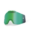 The Adult Dual Lens Mirror by 100% has a green-tinted, gradient-effect mirrored finish with top ventilation holes and a side mounting hole for glare reduction. Displayed on a white background.
