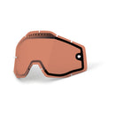 The Adult Dual Lens Rose from 100% is a tinted motorcycle goggle lens with black trim and small ventilation holes for fog prevention, displayed on a plain white background.