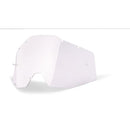 The Mini Strata Lens Clear by 100% is a clear, curved face shield with adjustable straps for safety and light passage, designed for versatile use with a plain white background.