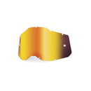 The RC2/AC2/ST2 Mirror Red Lens by Crown Kiwi Enterprises Limited is a sleek, curved, yellow-orange goggle lens with multiple attachment notches, designed for interchangeable use with Generation 2 goggles, shown against a white background.