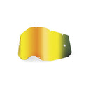 The RC2/AC2/ST2 Mirror Gold Lens by Crown Kiwi Enterprises Limited is a gradient-tinted visor with yellow-orange hues, a nose cutout, and small edge attachments designed for Generation 2 goggles. This interchangeable lens ensures optimal performance on a plain white background.