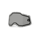 The RC2/AC2/ST2 Dual Pane Lens by Crown Kiwi Enterprises Limited is a gray, angular motorcycle or ski goggle lens featuring interchangeable lens technology, a black border, and a small circular detail on the side, shown against a white background.