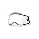 The RC2/AC2/ST2 Dual Vented Lens by 100% is a clear lens with a black outline for motocross goggles. Its interchangeable tech optimizes ventilation and visibility, ensuring a perfect fit in different Generation 2 goggle frames for protective racing eyewear.
