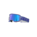 The Vision 5 Wordmark Goggle by Crown Kiwi Enterprises Limited features blue ski goggles with mirrored lenses, a wide elastic strap featuring the "alpina" logo in darker blue, an anti-fog lens, and a durable polyflex urethane frame for an enhanced field of vision on the slopes.