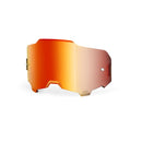 The Armega/ARmatic Goggle Lens by Crown Kiwi Enterprises Limited is a singular, rectangular replacement lens with angular edges, reflecting a gradient of red, orange, and yellow hues. Designed for sports goggles, it boasts anti-fog technology and a sleek modern look.