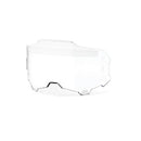 The Armega/ARmatic Forecast Lens by Crown Kiwi Enterprises Limited is a clear, shatterproof goggle lens featuring a curved shape with ventilation slots and quick-change system attachment points, showcased on a white background.