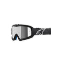 The Vision Youth Corp Goggle by Crown Kiwi Enterprises Limited features a sleek black and silver design with a polycarbonate reflective lens, adjustable strap with silicone traction control, a white star logo on the side, and smart ventilation for clarity on every descent.