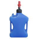 The O'Neal Fast Fuel Jug - 20L by ONEAL is a blue plastic hydration canteen featuring a black screw cap and a red pop-up nozzle. It includes handles on both sides for easy handling, with the brand name raised on the front for added grip to prevent spills. Additionally, it is designed to be compatible with KTM & Husky, offering enhanced versatility.