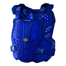 The Troy Lee Designs ROCKFIGHT CHEST PROTECTOR BLUE features adjustable straps, ventilated perforated panels for breathability, and CE EN14021 Stone Shield protection—ideal for sports or motocross.